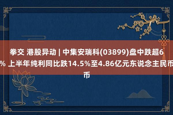 拳交 港股异动 | 中集安瑞科(03899)盘中跌超6% 上半年纯利同比跌14.5%至4.86亿元东说念主民币