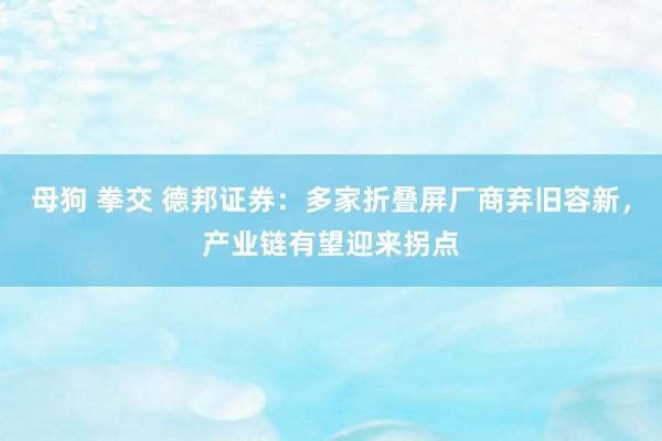 母狗 拳交 德邦证券：多家折叠屏厂商弃旧容新，产业链有望迎来拐点