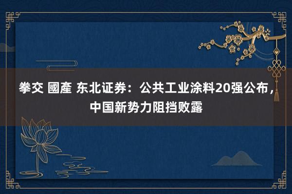 拳交 國產 东北证券：公共工业涂料20强公布，中国新势力阻挡败露