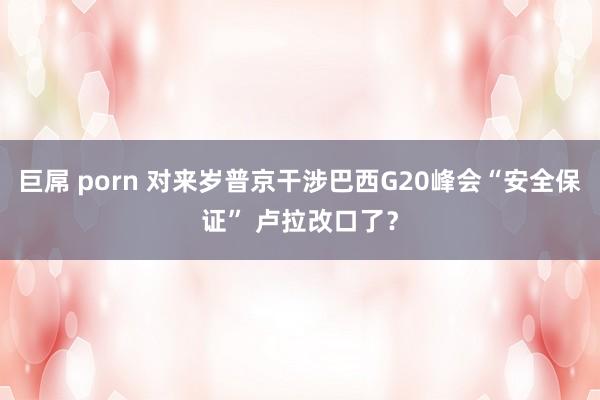 巨屌 porn 对来岁普京干涉巴西G20峰会“安全保证” 卢拉改口了？