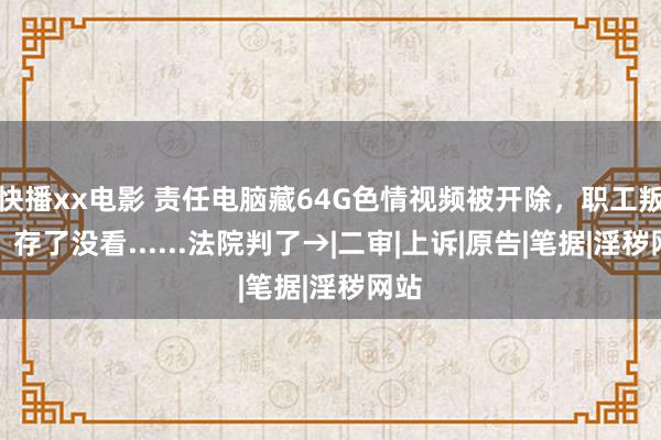 快播xx电影 责任电脑藏64G色情视频被开除，职工叛逆：存了没看......法院判了→|二审|上诉|原告|笔据|淫秽网站