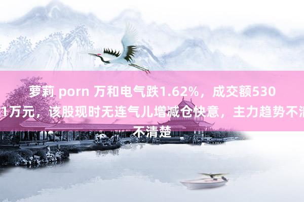 萝莉 porn 万和电气跌1.62%，成交额5300.11万元，该股现时无连气儿增减仓快意，主力趋势不清楚